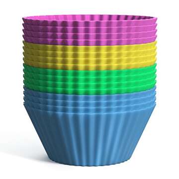 Vremi Silicone Molds Cupcake Baking Cups 24 Pack - Multi Color Reusable Muffin Cup Liners - BPA Free...