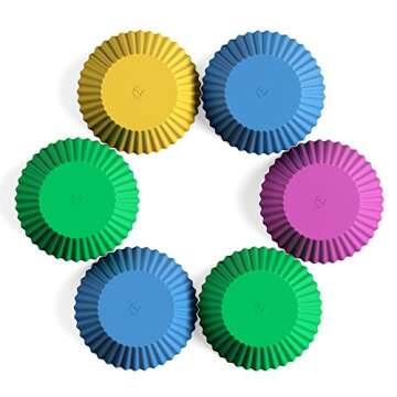 Vremi Silicone Molds Cupcake Baking Cups 24 Pack - Multi Color Reusable Muffin Cup Liners - BPA Free Rainbow Cupcake Wrappers - Nonstick Quick Release Cup Cake Molds for Parties - Dishwasher Safe