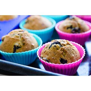 Vremi Silicone Molds Cupcake Baking Cups 24 Pack - Multi Color Reusable Muffin Cup Liners - BPA Free Rainbow Cupcake Wrappers - Nonstick Quick Release Cup Cake Molds for Parties - Dishwasher Safe