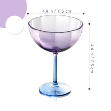 Flower Martini Glasses Set 6 Purple Plastic Margarita Glasses Blue Cocktail Glasses Floral Drinking ...