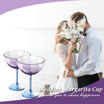 Flower Martini Glasses Set 6 Purple Plastic Margarita Glasses Blue Cocktail Glasses Floral Drinking Glasses Unique Martini Glasses Colorful Glassware Cute Glasses Vintage Wine Glasses For Wedding