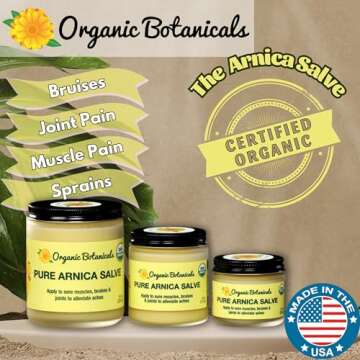 Organic Botanicals Pure Arnica Salve | Sore Muscle & Joint Relief Cream for Stiffness, Aches, Bruising, Swelling, Sprains & More | 2 oz Arnica Cream