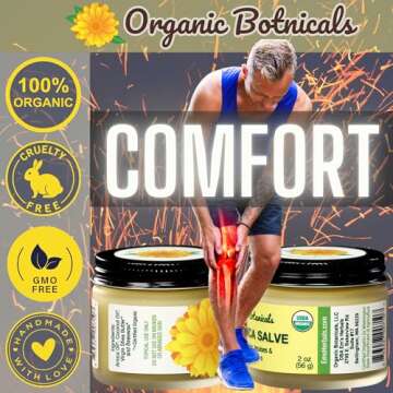 Organic Botanicals Pure Arnica Salve | Sore Muscle & Joint Relief Cream for Stiffness, Aches, Bruising, Swelling, Sprains & More | 2 oz Arnica Cream