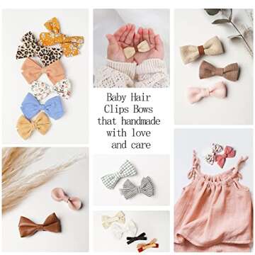 Jesries 21 Pack Baby Girls Hair Clips Bows Fully Lined Non Slip Barrettes for Fine Handmade Hair Acc...
