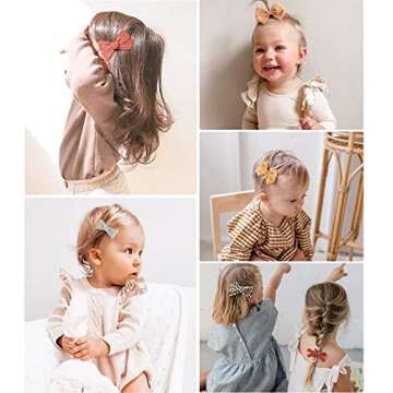 Jesries 21 Pack Baby Girls Hair Clips Bows Fully Lined Non Slip Barrettes for Fine Handmade Hair Accessories for Newborn Infant Toddler Kids