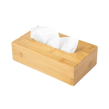 JUSK Design Bamboo Tissue Holder - Stylish Modern Bamboo Tissue Box Cover with Sliding Bottom and Ea...