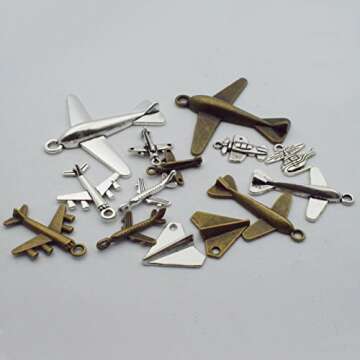 Aircraft Airplane Charm-100g(40-45pcs) Craft Supplies Charms Pendants for Crafting, Jewelry Findings Making Accessory for DIY Necklace Bracelet (M049)