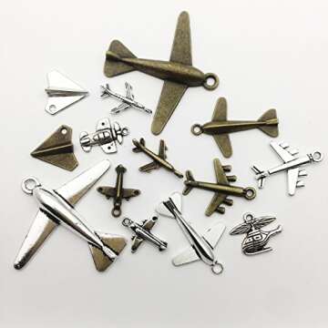 Aircraft Airplane Charm-100g(40-45pcs) Craft Supplies Charms Pendants for Crafting, Jewelry Findings Making Accessory for DIY Necklace Bracelet (M049)
