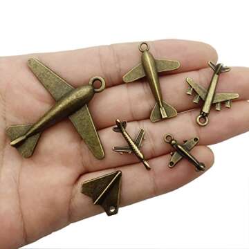 Aircraft Airplane Charm-100g(40-45pcs) Craft Supplies Charms Pendants for Crafting, Jewelry Findings Making Accessory for DIY Necklace Bracelet (M049)