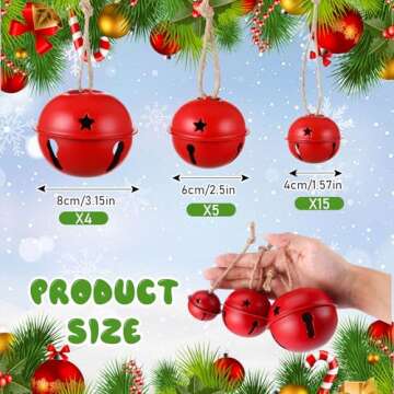 Zubebe Christmas Bells - 24 Pcs Metal Sleigh Bell Ornaments