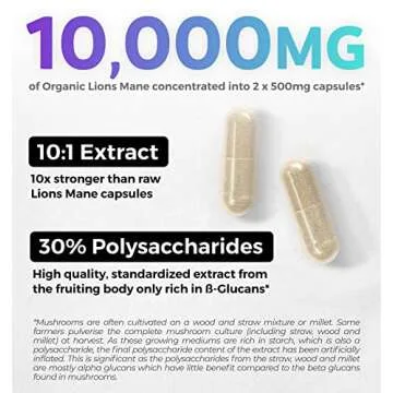 USDA Organic Lions Mane Capsules for Memory & Focus
