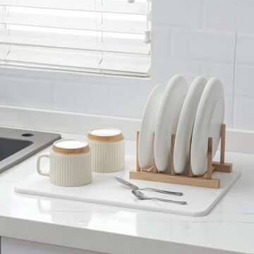 HBlife 16" X 12" Stone Drying Mat for Kitchen Counter, Dish Mat Drying Kitchen Mat, Quick Drying Super Absorbent Drying Pads for Tableware and Kitchenware