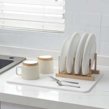 HBlife 16" X 12" Stone Drying Mat for Kitchen Counter, Dish Mat Drying Kitchen Mat, Quick Drying Super Absorbent Drying Pads for Tableware and Kitchenware