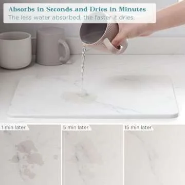 HBlife 16" X 12" Stone Drying Mat for Kitchen Counter, Dish Mat Drying Kitchen Mat, Quick Drying Super Absorbent Drying Pads for Tableware and Kitchenware