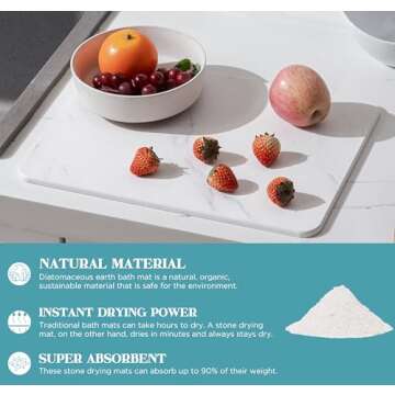 HBlife 16" X 12" Stone Drying Mat for Kitchen Counter, Dish Mat Drying Kitchen Mat, Quick Drying Super Absorbent Drying Pads for Tableware and Kitchenware