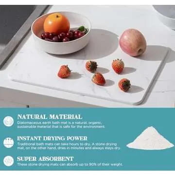 HBlife 16" X 12" Stone Drying Mat for Kitchen Counter, Dish Mat Drying Kitchen Mat, Quick Drying Super Absorbent Drying Pads for Tableware and Kitchenware