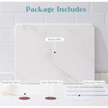 HBlife 16" X 12" Stone Drying Mat for Kitchen Counter, Dish Mat Drying Kitchen Mat, Quick Drying Super Absorbent Drying Pads for Tableware and Kitchenware