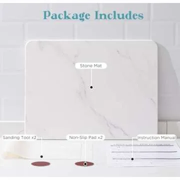 HBlife 16" X 12" Stone Drying Mat for Kitchen Counter, Dish Mat Drying Kitchen Mat, Quick Drying Super Absorbent Drying Pads for Tableware and Kitchenware