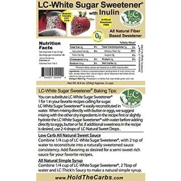 Low Carb White Sugar Sweetener - Inulin & Natural Ingredients