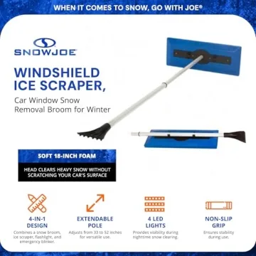 Snow Joe 2 Pack Windshield Ice Scraper, Car Window Snow Removal Broom for Winter