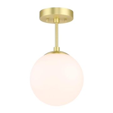 XiNBEi Lighting Semi Flush Mount Ceiling Light with Elegant Globe Design in Satin Brass Finish