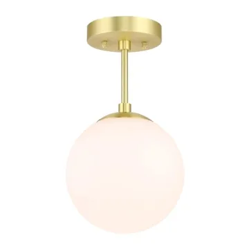 XiNBEi Lighting Semi Flush Mount Ceiling Light with Elegant Globe Design in Satin Brass Finish