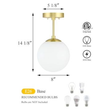 XiNBEi Satin Brass Globe Ceiling Light for Home