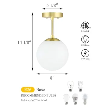 XiNBEi Satin Brass Globe Ceiling Light for Home