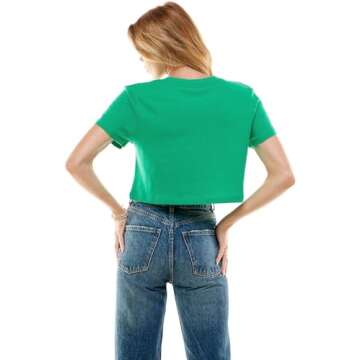 Women's St Patricks Day Crop Top Sexy Saint Patricks Day Outfit Lucky Irish Shamrock Graphic Crop Tops for Teen Girls(Green 2 XL)