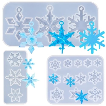 Patelai 3 Pcs 3D Snowflake Silicone Mold Fondant Silicone Mold Snowflake Chocolate Candle Ornament R...