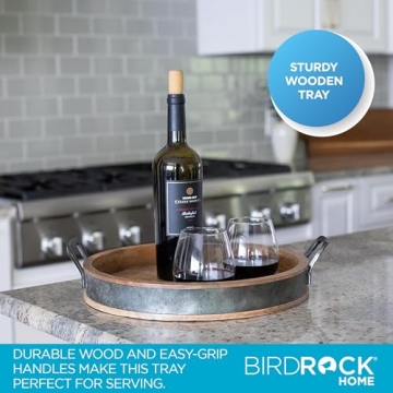 Stylish BIRDROCK HOME Large Wooden Serving Tray - Perfect for Hosting