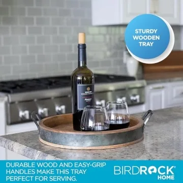 Stylish BIRDROCK HOME Large Wooden Serving Tray - Perfect for Hosting