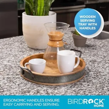 Stylish BIRDROCK HOME Large Wooden Serving Tray - Perfect for Hosting