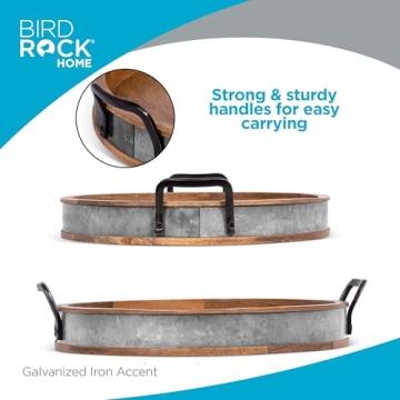 Stylish BIRDROCK HOME Large Wooden Serving Tray - Perfect for Hosting