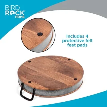 Stylish BIRDROCK HOME Large Wooden Serving Tray - Perfect for Hosting