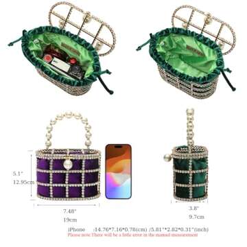 CARIEDO Evening Handbag Women Clutch Purses with Pearl Diamonds for Wedding Prom Birthday Party Dinner Accessories (Purple)