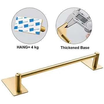 NearMoon Self Adhesive Towel Bar - Rust-Free Bathroom Rack