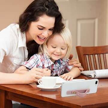 Weewooday 6 Pieces Phone Strap Grip Holder Finger Cell Phone Grip Telescopic Phone Finger Strap Stand Universal Finger Kickstand for Most Smartphones (Pink. Purple, Red)