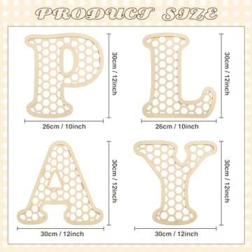 RattanView Wooden Play Rattan Letters Set Playroom Decor Boho Wall Signs Play Wooden Rattan Letters ...
