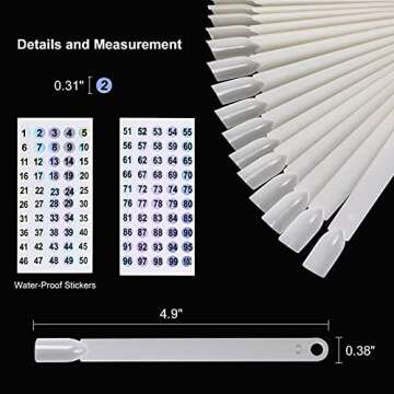 100 ps Fan-shaped False Nail Swatch Sticks with Number Stickers for Color Display, Nail Polish Practice Sticks, Nail Art Display, Nail Color Wheel, Nail Sample Tips Sticks. (Natural)