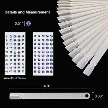 100 pcs Nail Swatch Sticks with Number Stickers for Display