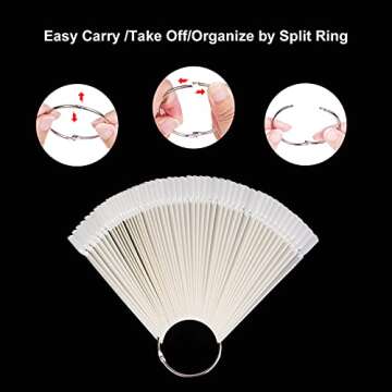 100 ps Fan-shaped False Nail Swatch Sticks with Number Stickers for Color Display, Nail Polish Practice Sticks, Nail Art Display, Nail Color Wheel, Nail Sample Tips Sticks. (Natural)