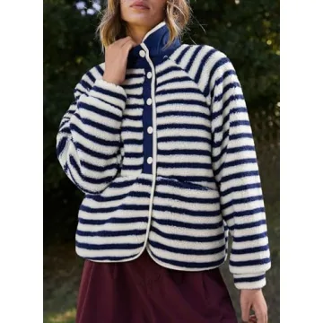 Stylish Plaid Lightweight Fleece Jacket for Women