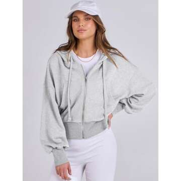 ANRABESS Women's Zip Up Hoodies Cropped Sweatshirts Casual Zip Jackets 2025 Fashion Trendy Spring Ou...