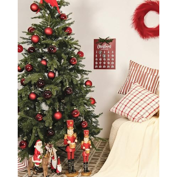 DN DECONATION Deep Red Glass Christmas Ball Ornaments Set of 9