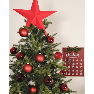 DN DECONATION Deep Red Glass Christmas Ball Ornaments Set of 9