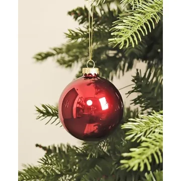 DN DECONATION Deep Red Glass Christmas Ball Ornaments Set of 9