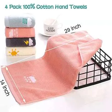 Lchkrep Hand Towels 4 Set, 100% Cotton Bath Hand Towel for Bathroom, Face, Kitchen, Gym and Spa, Ultra Soft and Highly Absorbent Hand Towels for Bathroom, Size 14" x 29"