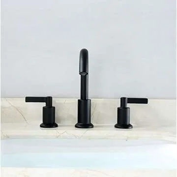 Derengge LFS-0188-MT 8 Inch Two Handle Widespread Bathroom Sink Faucet with Pop up Drain, Meets UPC cUPC NSF AB1953, Matte Black