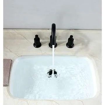 Derengge LFS-0188-MT 8 Inch Two Handle Widespread Bathroom Sink Faucet with Pop up Drain, Meets UPC cUPC NSF AB1953, Matte Black